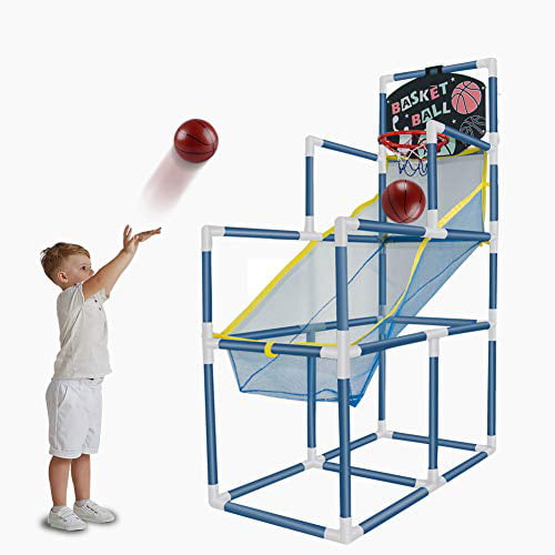 BUCHI Kids Portable Basketball Stand with 4 Hoops of Different Heights and 3 Balls Easy Score Basketball Set Indoor and Outdoor Fun Sports Toys for 1 Years Old 